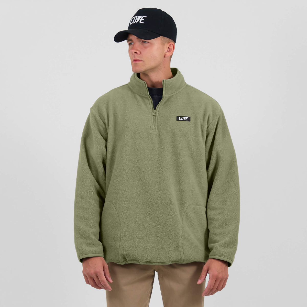 New Fleece 1 4 Zip OD Green Cove USA